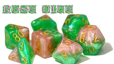 Spirit Games (Est. 1984) - Supplying role playing games (RPG), wargames rules, miniatures and scenery, new and traditional board and card games for the last 20 years sells Halfsies Dice Set: Rose