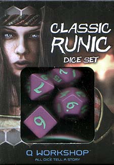 Spirit Games (Est. 1984) - Supplying role playing games (RPG), wargames rules, miniatures and scenery, new and traditional board and card games for the last 20 years sells Classic Runic Dice Set: Purple and Green