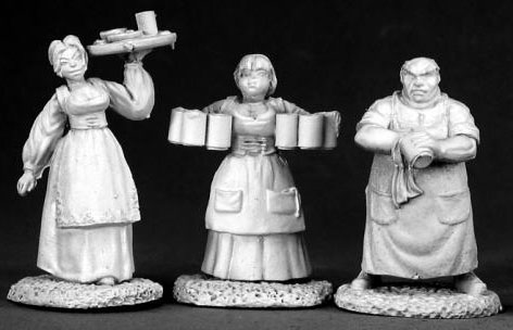 Spirit Games (Est. 1984) - Supplying role playing games (RPG), wargames rules, miniatures and scenery, new and traditional board and card games for the last 20 years sells [02583] Townsfolk 1 (bartender, 2 wenches)